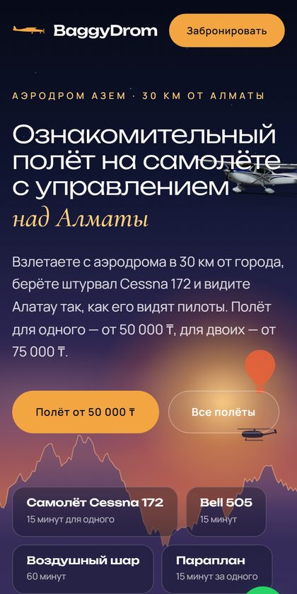 BaggyDrom: полёты на самолёте под Алматы на телефоне